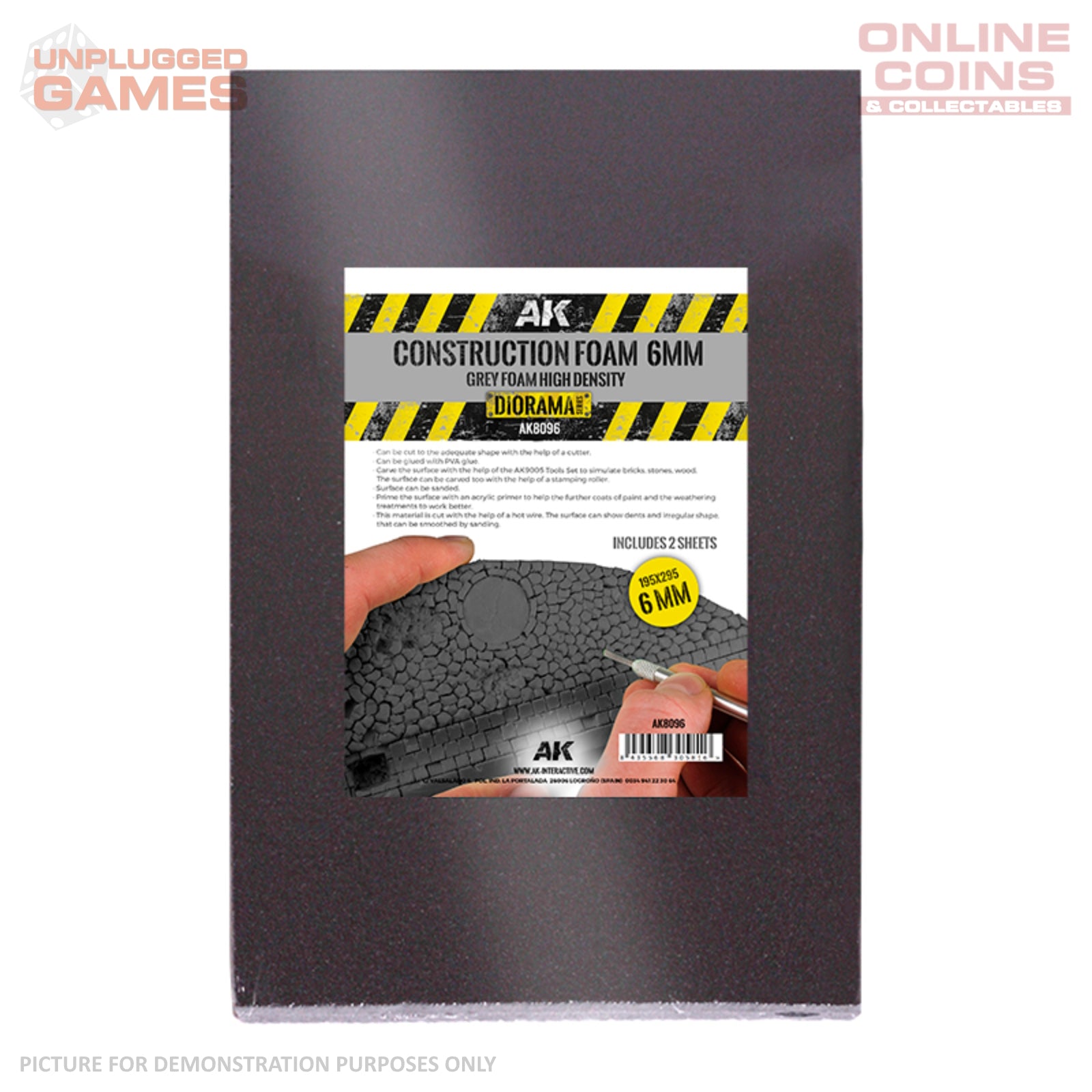 AK Interactive - Construction Foam 6mm black foam high density 195x295mm: Includes 2 sheets